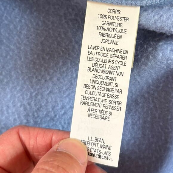 LL Bean Vest Jacket Blue Nordic Snowflake Fleece Mock Neck Full Zip Womens Med - Picture 10 of 12